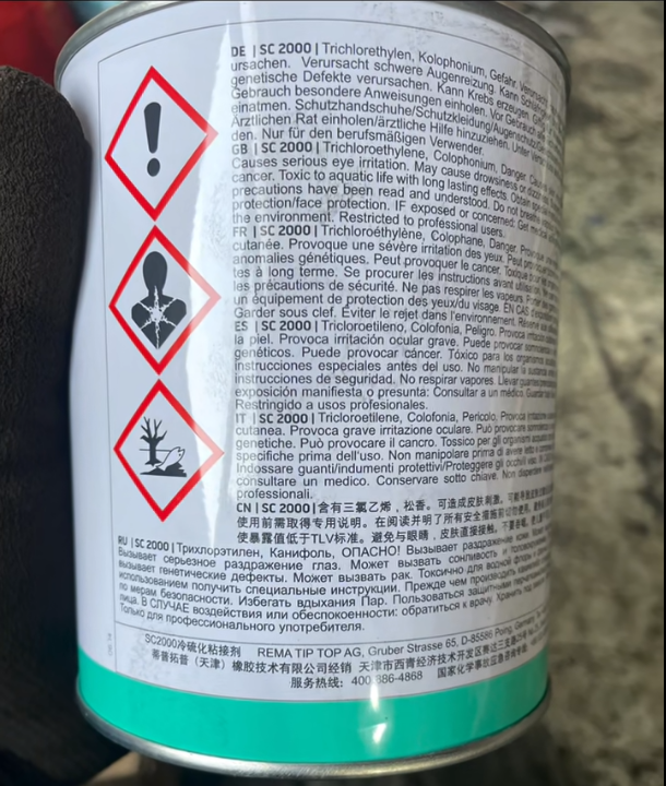 Zyx Rema Tip Top Special Cement BL Tire 650 G 200g Reparación de estaño Vulcanización Talleres de cemento Herramienta de cemento especial