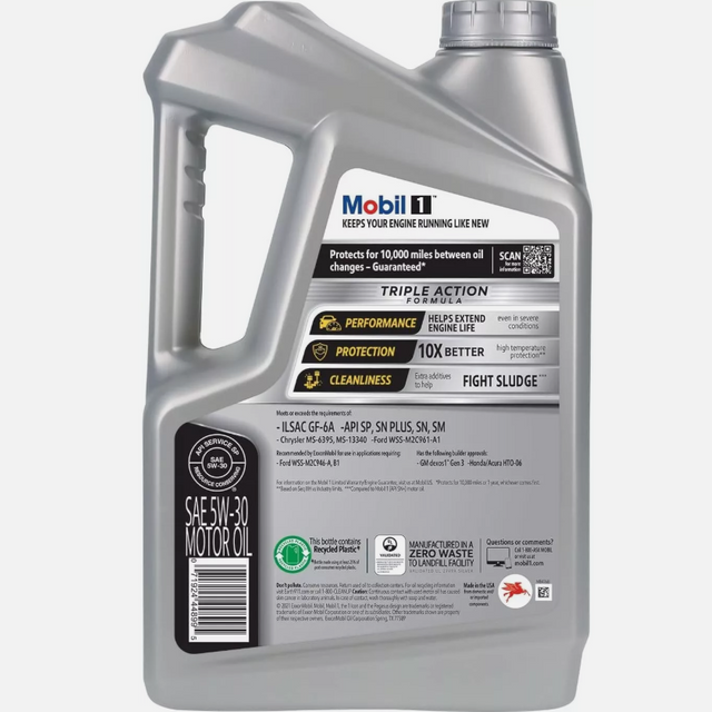 ZYQ5 MOBIL 1 ACEITE DE MOTOR 5W-30 SINTÉTICO Full 4.73lHigh Performance Lubricant & Cleaner